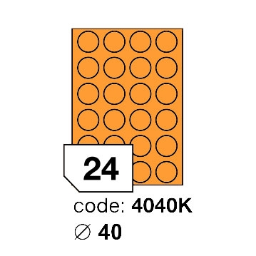 Samolepící etikety Rayfilm Office průměr 40 mm 100 archů, fluo oranžová, R0133.4040KA