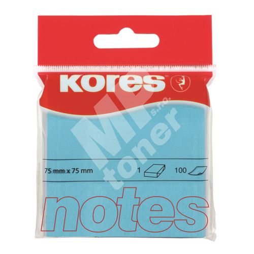 Samolepící bločky Kores 75x75mm neonově modré 100 listů 1