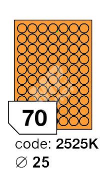 Samolepící etikety Rayfilm Office průměr 25 mm 300 archů, fluo oranžová, R0133.2525KD 1