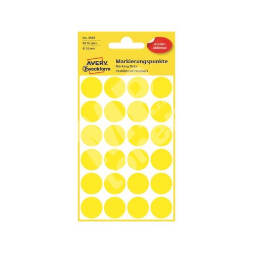 Etikety na ruční popis kolečko průměr 18 mm - žlutá - 3598 1