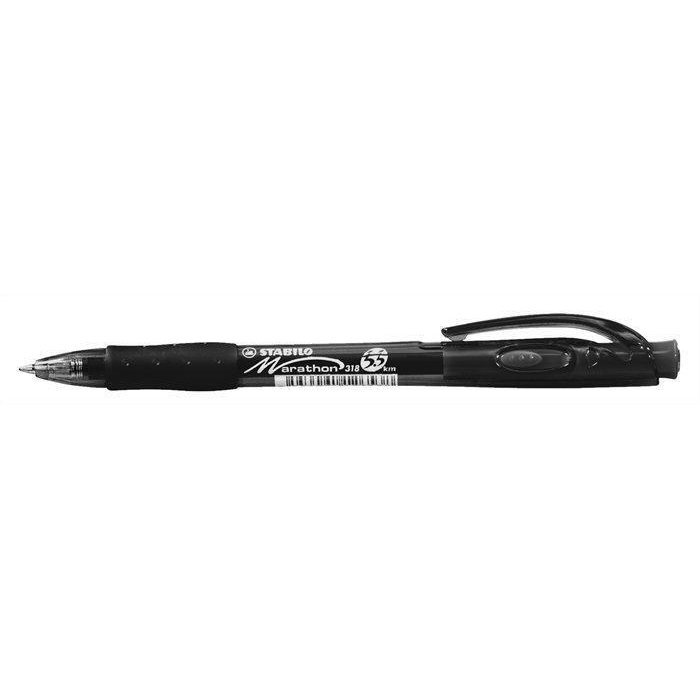 Kuličkové pero Stabilo Marathon, 0,4mm, stiskací mechanismus, černé