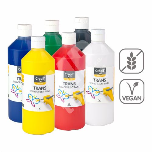 Sada transparentních barev Creall Trans, 6 x 500ml, mix barev 1