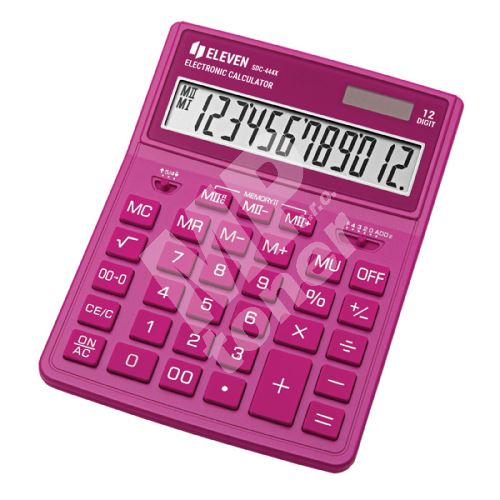 Kalkulačka Eleven SDC-444XRPKE, růžová, stolní, dvanáctimístná, duální napájení 1