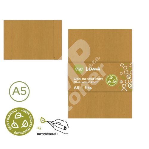 Obal na sešit Luma Eco A5, kraft, 5ks 1