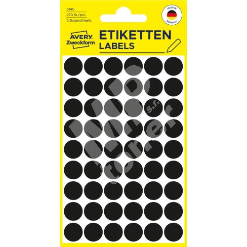 Etikety na ruční popis kolečko průměr 12 mm - černé - 3040 1