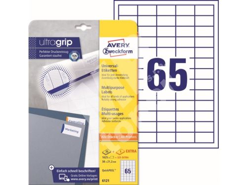Samolepící etikety Ultragrip 38 x 21.2 mm, 30 listů A4 6121 1