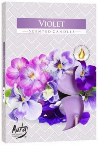 Bispol Aura Violet - Fialka vonné čajové svíčky 6 kusů 1