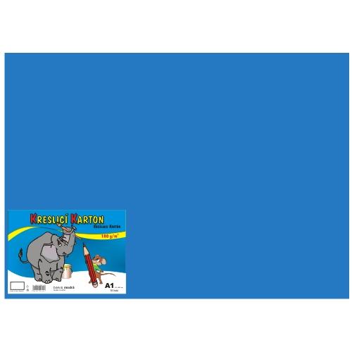 Kreslící karton A1, 180g, modrý, 10 listů