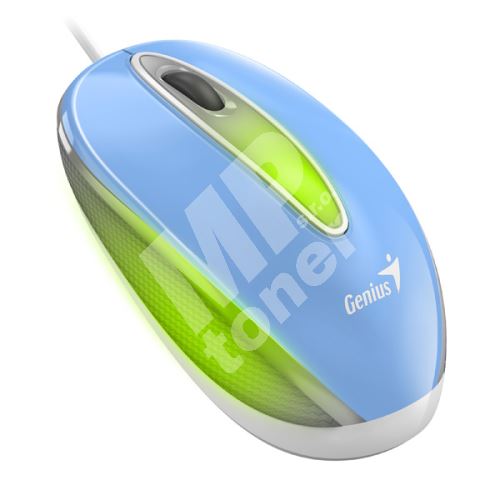 Myš Genius DX-Mini, 1000DPI, optická, 3tl., drátová USB, modrá, RGB podsvícení 1