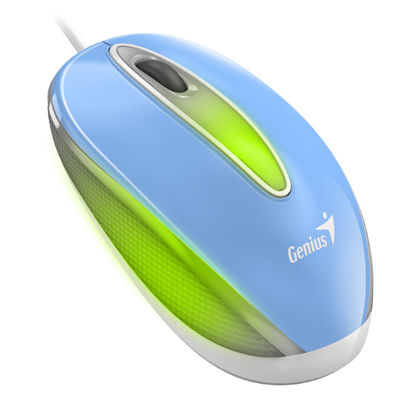 Myš Genius DX-Mini, 1000DPI, optická, 3tl., drátová USB, modrá, RGB podsvícení