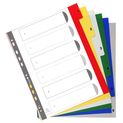 Exacompta rozlišovač číselný 1-6, A4 maxi, PP, mix barev 1