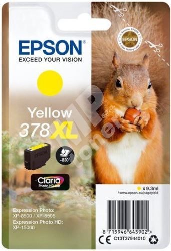 Cartridge Epson C13T37944010, yellow, 378XL, originál 1