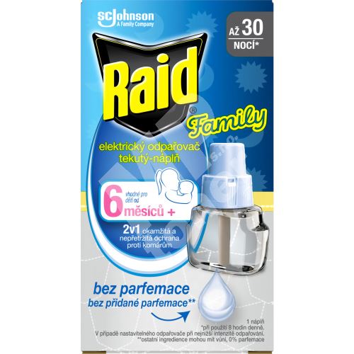 Raid Family náhradní tekutá náplň proti komárům, 30 nocí, 21 ml 1