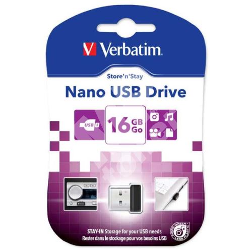 Verbatim Nano Store n Stay 16GB, USB flash disk 2.0, 97464, černá 1