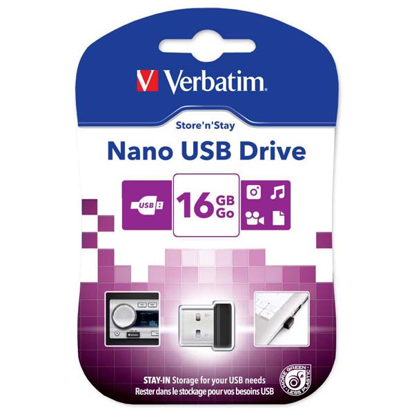 16GB Verbatim Nano Store'n'Stay, USB flash disk 2.0, 97464, černá