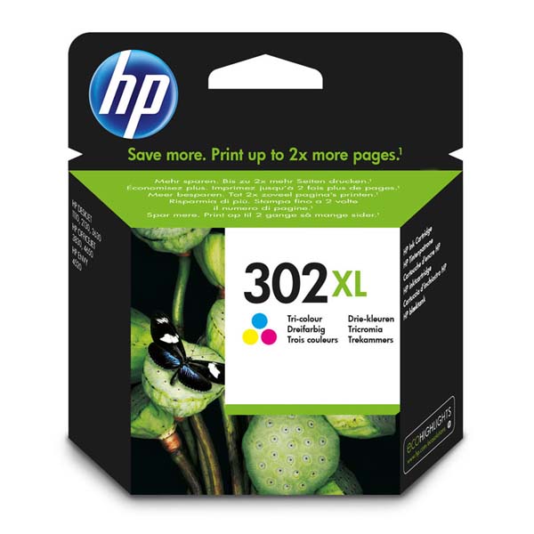 Inkoustová cartridge HP F6U67AE, OJ 3830, Deskjet 2130, color, No.302XL, originál
