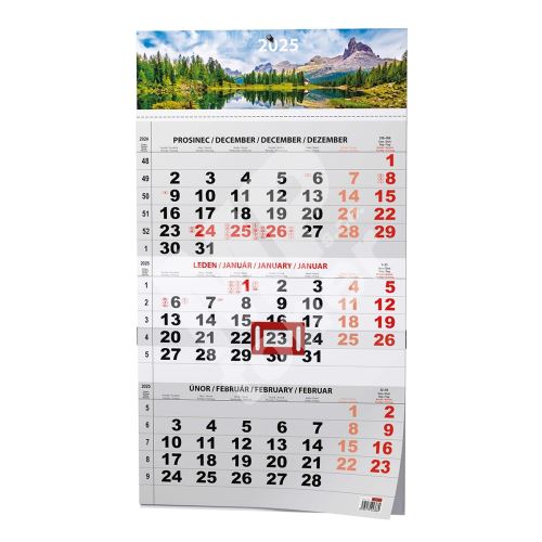 Nástěnný kalendář - Tříměsíční - A3 (s mezinárodními svátky) - černý - Příroda 1