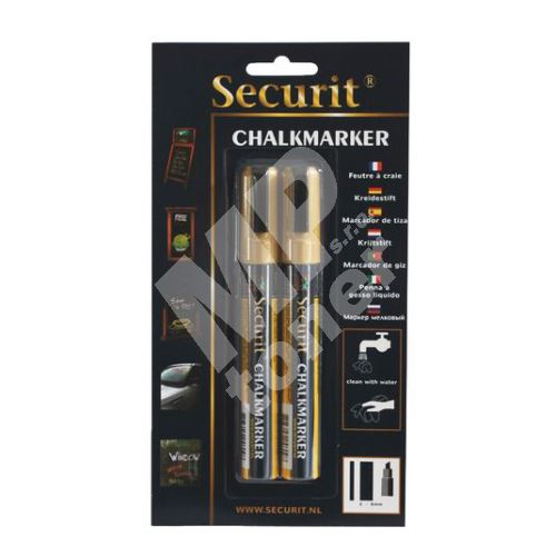 Střední křídový popisovač Securit, šířka hrotu 2-6 mm 2 kusy, zlatý 1