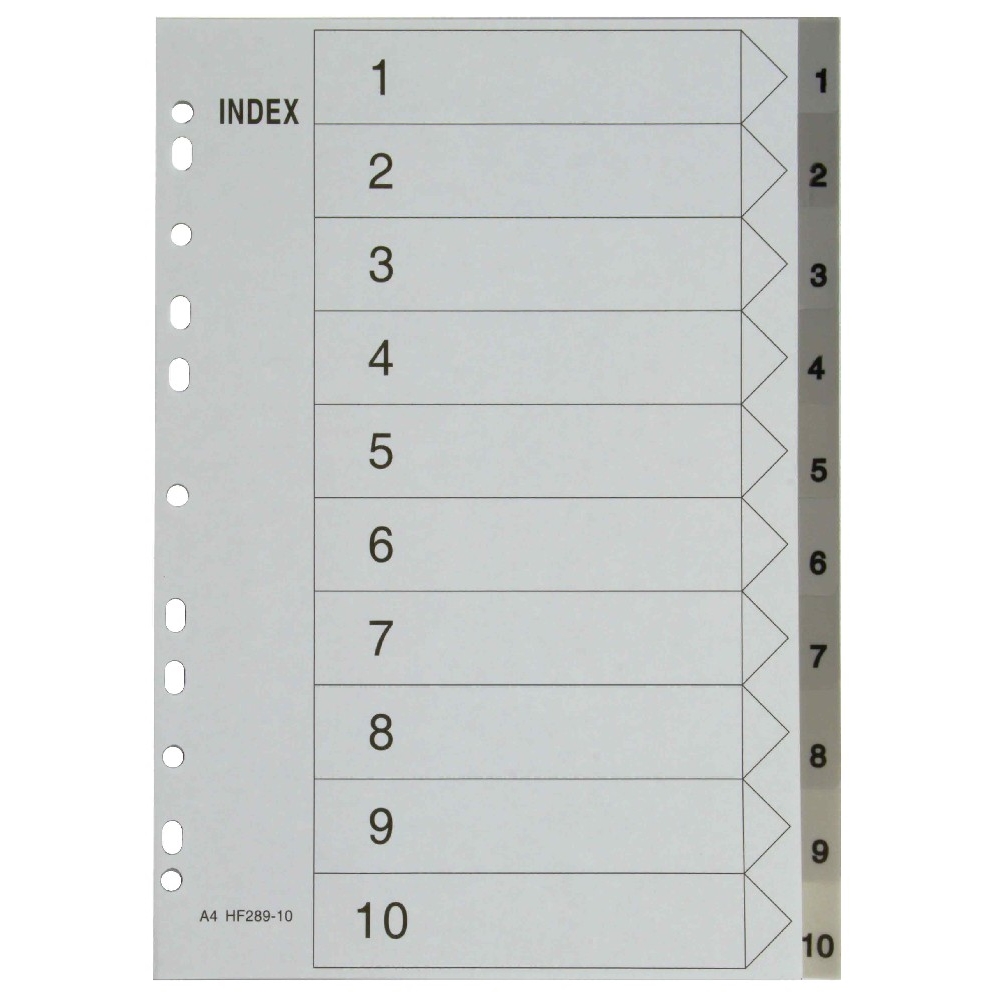 Rozdružovač PVC A4 1-10, číselný, šedý