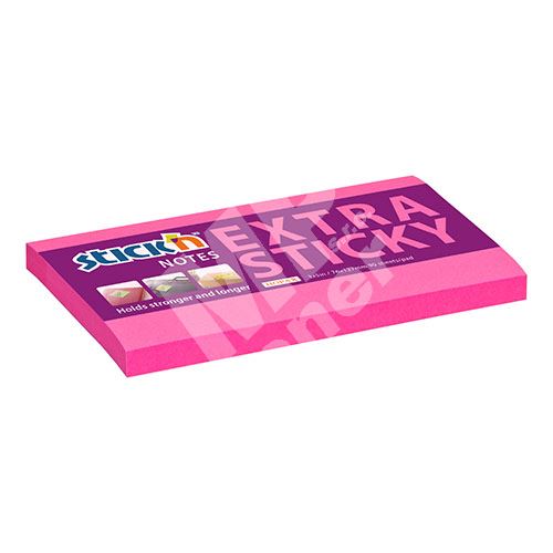 Samolepicí bloček Stick n Extra Sticky neonově růžový, 76 x 127 mm 1