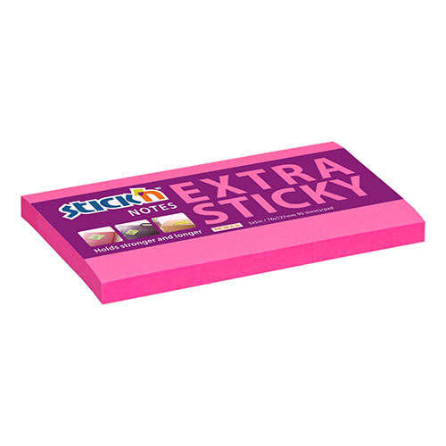 Samolepicí bloček Stick'n Extra Sticky neonově růžový, 76 x 127 mm