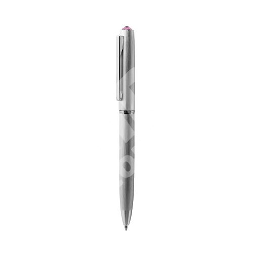 Kuličkové pero Art Crystella, Oslo, stříbrná s růžovým krystalem Swarovski, 13cm 4