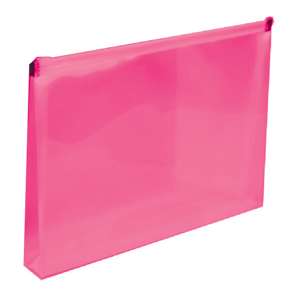 Obálka A4 s plastovým zipem, růžová