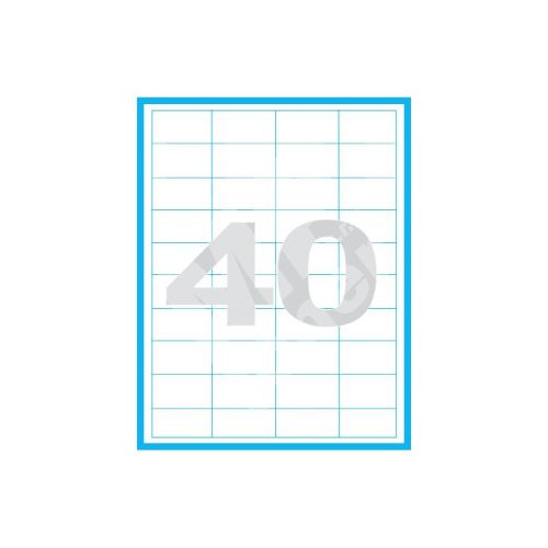 Etikety MP print samolepící A4, 48,5x25,4 mm, 40ks/arch, 1000 archů, bílé 1