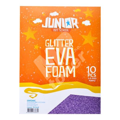 Dekorační pěna EVA fialová glitter A4, tloušťka 2,0 mm, 10ks 1