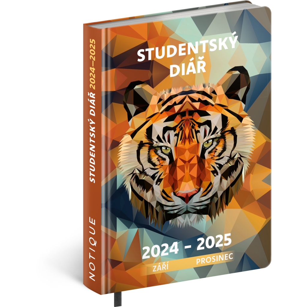 Studentský týdenní diář Notique Tygr, září 2024 – prosinec 2025, 9,8 x 14,5 cm