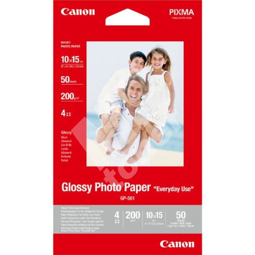 Canon Glossy Photo Paper, foto papír, lesklý, GP-501, bílý, 10x15cm, 210 g/m2, 50ks 1