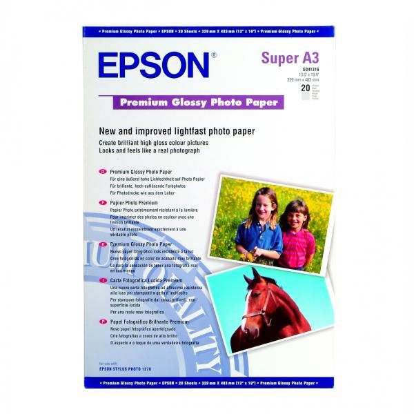 Fotopapír Epson Premium Glossy Photo Paper, A3+, 225g, C13S041316, lesklý, bílý
