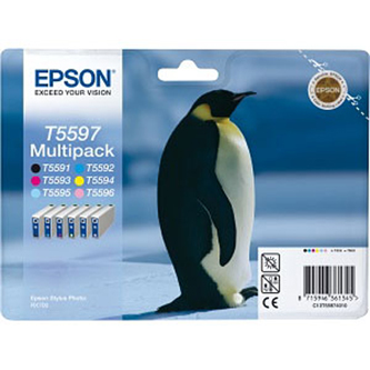 Inkoustová cartridge Epson C13T55974010, Picture Mate, černá/modrá/červená/žlutá, originál