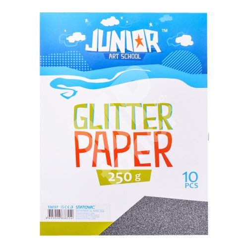 Dekorační papír Glitter, černý, A4, 10 ks, 250 g 1