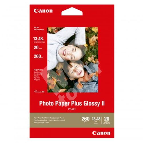 Canon Photo Paper Plus Glossy, foto papír, lesklý+, bílý, 13x18cm, 265g,20ks,PP-201 1