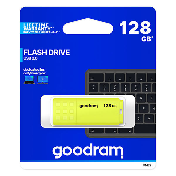 128GB Goodram UME2, USB flash disk 2.0, žlutá