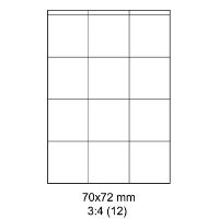 Print etikety Emy 70x72 mm, 12ks/arch, 100 archů, samolepící