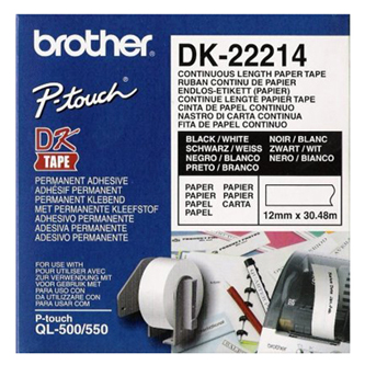 Papírová role Brother DK22214, 12mm x 30.48m, bílá, 1 ks, pro tiskárny štítků QL