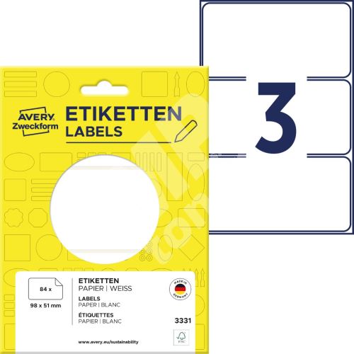 Samolepící etikety 98 x 51 mm, 84 ks etiket v bal. 3331 1