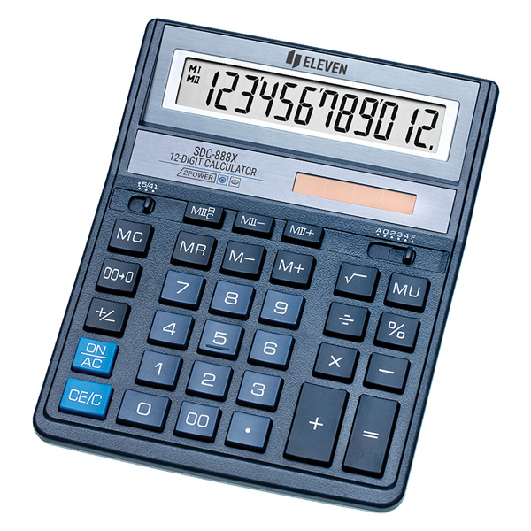 Kalkulačka Eleven SDC-888XBL, modrá, stolní, dvanáctimístná