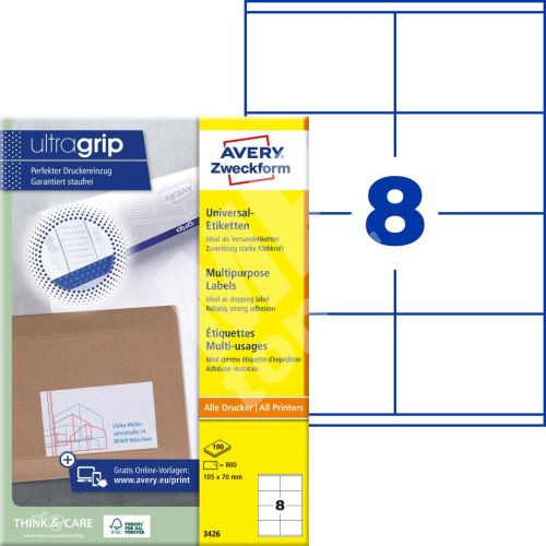 Univerzální etikety AVERY 105x70 mm 100 listů A4 - 3426 1