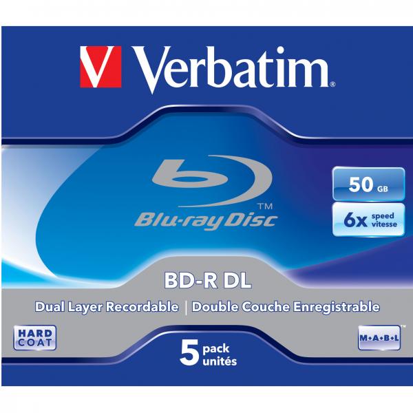 50GB Verbatim BD-R DL, jewel, 43747, 6x, 5-pack