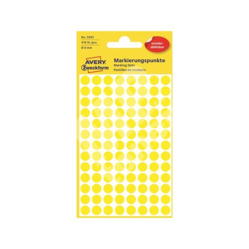 Etikety na ruční popis kolečko průměr 8 mm, žlutá 3593 1