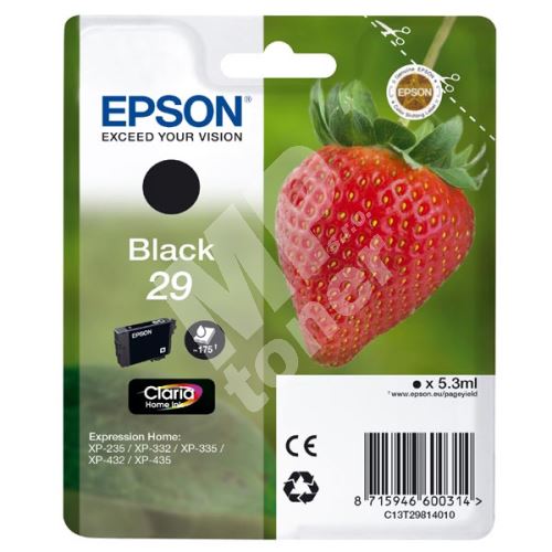 Cartridge Epson C13T29814012, black, originál 1
