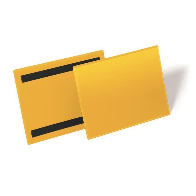 Magnetická kapsa s upevňovacím páskem Durable, žlutá, s magnetem, A5, ležící