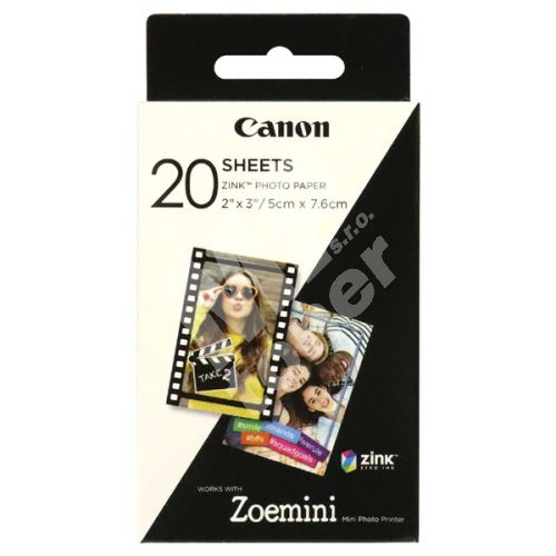 Canon ZINK Photo Paper, foto papír, lesklý, Zero Ink, bílý, 5x7,6cm, 20 ks 1