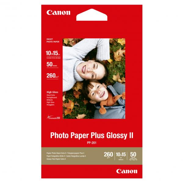 Canon Photo Paper Plus Glossy, foto papír, lesklý+, bílý,10x15cm, 260 g/m2, 50ks, PP-201