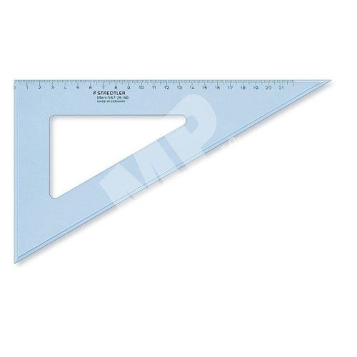 Pravítko trojúhelník Staedtler Mars, plastové, 60°, 25 cm, transparentní modrá 1