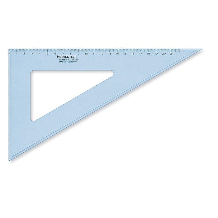 Pravítko trojúhelník Staedtler Mars, plastové, 60°, 25 cm, transparentní modrá