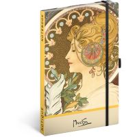 Notes Notique Alfons Mucha, Pero, tečkovaný, 13 x 21 cm